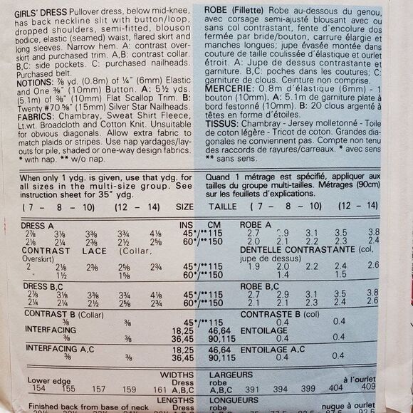 Vintage 80s Butterick Pattern 5861 Uncut Girls Dress Pull Over Flare 7 8 10 - Picture 4 of 4
